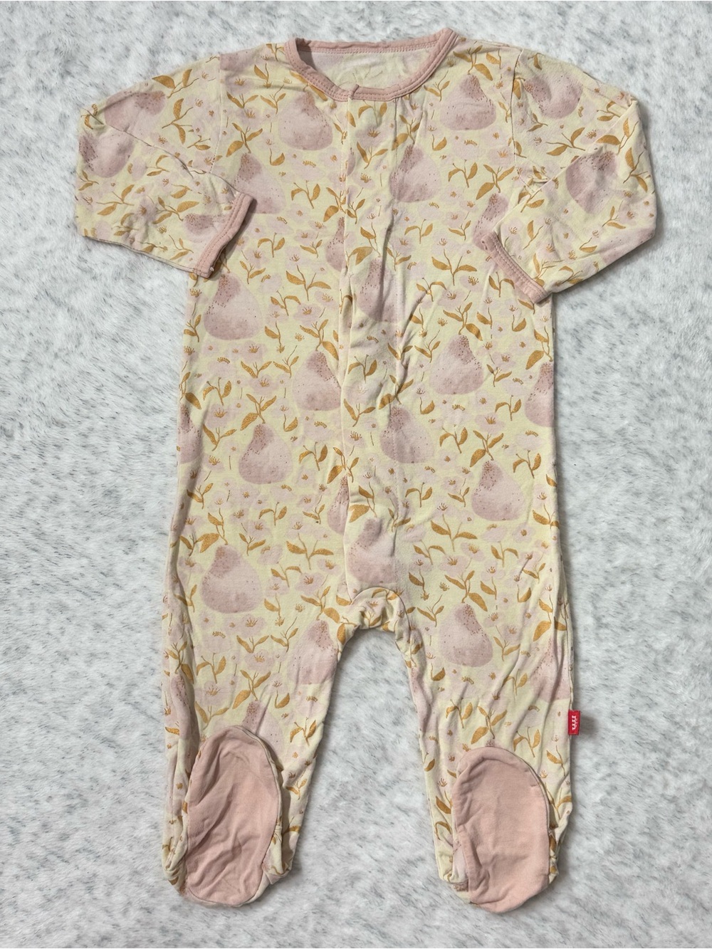Magnetic Me Pink Floral Botanical Footie Sleeper 6-9M Baby Girl Modal Blush Gold